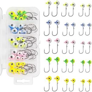 Eupheng ZINC-TECH Crappie Jigs, Glow in Dark 3D Big Eyes Fishing Jig Head 1/8oz 1/16oz 1/32oz for Crappie Panfish Trout Perch Walleye (3 Size Mixed-30PCS-5 Colors)