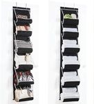 ZOBER Purse Organizer For Closet - Over The Door Purse Organizer W/ 6 Pockets for Easy Purse Storage - Durable Metal Hooks - Purse Rack W/Clear Pockets - Black (2 Pack)