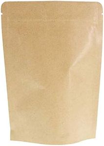 SumDirect Kraft Stand Up Pouches - 100 Pack Self-Sealing Zipper Food Storage Reusable Bags with Foil Lined for Home or Business (6X9.4 Inch,100PCS)