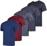 Men's Quick Dry Fit Shirt Short Sleeve Top Active Wear Training Athletic Base Layer Crew T-Shirt Fitness Rugby Gym Wicking Tee Workout Football Sports Running Exercise Undershirt - 5 Pack,Set 1-S