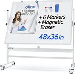 Oline Mobile Whiteboard - 48x36 Large Height Adjust 360° Rolling Double Sided Dry Erase Board, Magnetic White Board on Wheels, Office Classroom Portable Easel with Stand, Flip Chart Holders and Pad