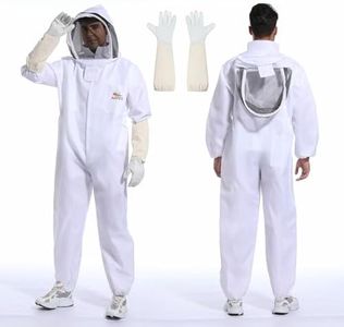 Bee Suit for Men Women Sting Proof, Polycotton Beekeeping Suit Beekeeper Costume&with Glove &Ventilated Hood, Bee Outfit for Backyard and Beekeeping Supplies (XL)