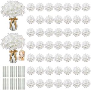 Eccelso 105PCS Hydrangea Artificial Flowers with Stronger Bendable Stems, Premium Silk Faux Hydrangea Flowers Bulk for DIY Wedding, Arches, Baby Showers & Large Event Decor(Ivory)