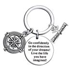 Inspirational Key Chain Graduation Gifts Go Confidently in The Direction of Your Dreams Live The Life You Have Imagined Compass