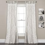 Lush Decor, White Sophia Ruffle Curtain | Textured Window Panel Set for Living, Dining Room, Bedroom (Pair), 40" W x 84" L