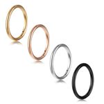 Lusofie 4PCS Nose Ring Hoops Stainless Steel Hinged Nose Hoop Ring Septum Rings Cartilage Lip Rings Earrings Body Piercing Jewelry for Women Men