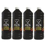 Topline Pack of 4 Big K Barbeque Firelighter Odourless Fluid - BBQs, Firepits - Indoor Fires & Log Burners - Camping Grill - Bonfire - 1000ml with Unique Card.