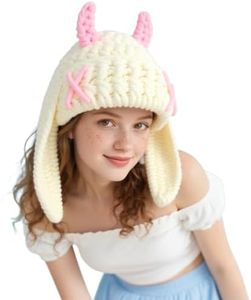 Knit Beanie Hats Cute Bunny Long Ears Funny Hat Winter Cap Warm Knit Rabbit Crochet Skull Cap Outdoor Slouchy Hat ski hat