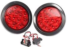 LED Trailer Lights 2pcs, 4" Round Red Trailer Light Kit, Stop/Turn/Tail Lights for Car Trunk Jeep Boat