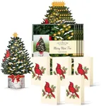 Freshcut Paper Pop Up Cards, Merry Mini Tree, 7 Inch Christmas Tree 3D Popup Greeting Cards, Christmas Cards, Holiday Gift Cards with Note Card & Envelope, Pack of 5