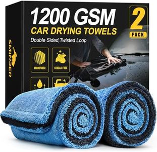 SMINDER 2-Pack 1200 GSM Car Drying Towels – Microfiber Towels for Cars (36" x 24"), Ultra-Absorbent, Streak-Free, Scratch-Free, No Water Spots, Double-Twist Pile & Edgeless Design(Blue)