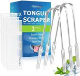 THINKPRICE Tongue Scraper for Adults kids Medical Grade Stainless Steel Tongue Cleaner for Oral Hygiene Bad Breath, 3 Pack