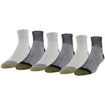 Gold Toe Men's 656p Cotton Quarter Athletic Socks, Multipairs Socks, Black/Grey (6-pairs), L UK