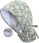 IRIS CRAFT Adjustable Working Cap with Button, Satin-Lined Cotton Working Hat Sweatband One Size, Ptl Daisy Green, One Size