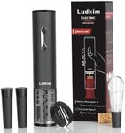 Ludkim Electric Wine Opener Set, Automatic Wine Bottle Openers with Foil Cutter, Battery Operated Wine Corkscrew with Wine Aerator Pourer and 2 Vacuum Wine Stoppers