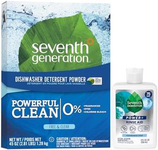 Seventh Generation Dishwasher Detergent Powder + Rinse Aid, Free & Clear, Biodegradable, Plant-Based & Fragrance-Free, Septic Safe
