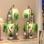 BACEKOLL Plant Stand Indoor with Grow Lights, 6 Tiered Tall Plant Shelf, 63" Metal Plant Stand for Indoor Plants Multiple, Half-Moon Plant Rack Display Shelf, 2 Pcs Plant Holder for Living Room, Patio