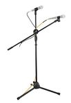 Rockville GIGSTAND Dual Microphone Stand with (2) Mic Clips and Detachable Boom