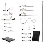 Laboratory Stand Support Metalware Set - Premium Iron Material Support Stand, Lab Clamp Flask Clamp Condenser Stand 60cm