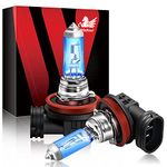 WinPower H11 55W Halogen Fog Light Headlamp Bulbs 5000K Warm White Super Bright Hi/Lo Headlight Lamp 12V Car, 2 Pieces