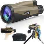 Andmars Zoom 10-30x60 High Power HD Monocular for Adults. Waterproof Telescope with Leather case, Metal Body, Phone Adapter and Tripod. FMC Coated & BAK4 Prism. for Birding Hiking Hunting. (Brown)