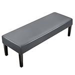 Bench Cover for Dining Room Waterproof Leather Bench Covers Strech PU Dining Bench Cover Removable Bench Cushion Cover Water Resistant Bench Protector for Bedroom, Living Room, Kitchen (Dark Grey)