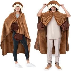 Caaaat Otter Wearable Blanket, Cute Animal Blanket Hoodies for Adults, Soft Otter Hoodie Throw Cloak Wrap, Otter Costume Outfit, Funny Gifts for Women Men, Otter