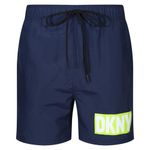 DKNY Men's Swim Trunks Blue, Nylon Quick Dry Adult Shorts Swimwear, Navy, XL