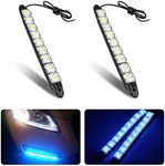 HIPOPY 2Pcs 9 LED Daytime Running Strip Lights DRL Kit, Flexible Bright Spot Fog Lamp, High Power Clearance Light, Auto Accessories Universal Fit Many Cars (Ice Blue)