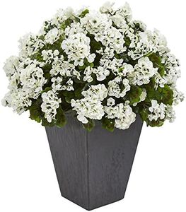 Nearly Natural Geranium Artificial Plant in Slate Planter UV Resistant (Indoor/Outdoor)