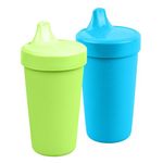 Re Play Silicone Easy Clean Valve BPA-Free Eco Friendly Heavyweight Recycled No Spill Sippy Cups (Lime Green, Sky Blue, 2pk - 10 oz)