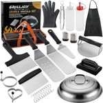 grilljoy 28-Piece Griddle Accessories Kit with Cleaning Kit for Teppanyaki Camping Cooking - Complete Griddle Tools Set in Carrying Storage Bag - Basting Cover, Smash Burger Press, Grill Spatulas