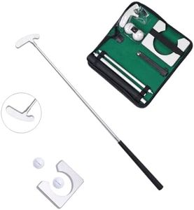 Golf Putting Kit, Portable Golf Putter Set Kit with Putter, Aluminum Alloy Three-Section Detachable Club with Putter, 2 Balls, Putting Green, and Storage Bag for Adult Golf Practice