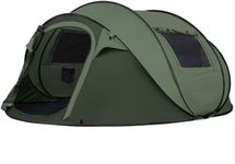 Camping Instant Tent, 5-6 Person Pop Up Tent, Water Resistant Dome Tent, Easy Setup for Camping Hiking and Outdoor, Portable Tent with Carry Bag, for 3 Seasons (Army & Grey)