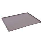 Messy Mutts & Cats Silicone Non-Slip Pet Bowl Mat with Raised Edge | 16” x 12” Dog/Cat Bowl Mat with Spill-Proof Lip | Grey