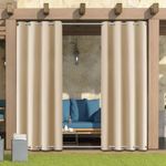 LiveGo Outdoor Curtains for Garden Patio Gazebo Pergola,Waterproof,Windproof,Blackout Thermal Insulated Double Grommet(Top and Bottom) Outdoor Curtains for Garden Patio Door