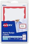 Avery Name Tags, White with Red Bor