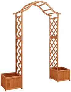 vidaXL Solid Firwood Garden Pergola with Planter Outdoor Decor Arbour Patio Backyard Terrace Entryway Pergola Arch Flower Box Wooden