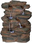 Design Toscano Cascading Waterfall Illuminated Tabletop Fountain, Resin, Faux Stone, 0