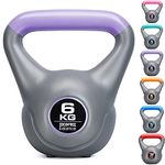 Core Balance Grey Vinyl Kettlebell Weight, Home Gym Strength Training, Cardio Workout, Colour Coded, Non Slip Rubber Feet