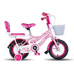 Vaux Princess Kids Rigid Bicycle For Girls For Age 2 To 4 Years With Basket&Backseat With Backrest,12Inch Girls Bicycle With Sidewheels&Ralson Tyres,95% Assembled,Ideal Height:2Ft To 3Ft (Pink)