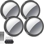 QCOQ Air Tracker Tags-4 Pack | Bluetooth Trackers Work with Apple Find My (iOS Only) with Mini Protective Case/Keychain/Lanyard, Item Finders for Luggage/Key/Suitcases, Replaceable Battery, Black