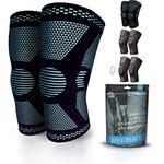 Gemschest 2 Pack Knee Support - Knee Compression Sleeves for Men & Women, Knee Brace for Working Out, Running, Basketball, Gym, Weightlifting, Workout, for Arthritis Joint Pain Relief Size M