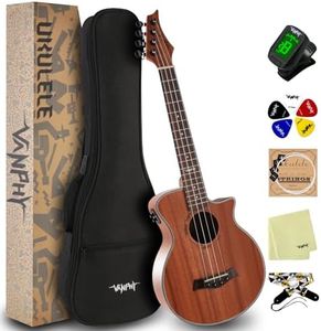 Electric Ukelele Tenor Ukulele Acoustic Electric Uke with Equalizer 26 Inch ukulele for Adults Beginner with Starter Ukele Kit Include Electric Ukulele Case Tuner Strap String Picks Clean Cloth