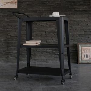 Utility Carts with Wheels,3-Tier Rolling Cart with Wheels, Multipurpose Heavy Duty Metal Utility Rolling Carts for Kitchen, Living Room,Office, Warehouse,33.7" x 24.6" x 13.8" (Black)