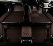 AutoZing® Premium 7D Car Floor Mat Full Set for Mercedes Benz E-350 (2019-2022), Luxury Leather with Detachable Curly/Grass Car Foot Mat with Heal Pad, 100% Waterproof & Anti-Skid (Coffee Coffee)