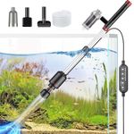 Suness Fish Tank Vacuum Gravel Cleaner: 24W Electric Aquarium Vacuum Gravel Cleaner with Strong Suction for Automatic Change Water Remove Dirt Wash Sand Water Circulation and Water Shower, Timed Off