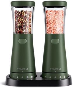Electric Salt and Pepper Grinder Set with Storage Base, Stainless Steel Rechargeable Salt and Pepper Grinder Set with 4.5 oz Large Capacity, 1.8" Wide Mouth, Adjustable Coarseness, Ideal for Kitchen
