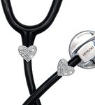 HEYGOO 2 Pack Spark Bling Love Heart Stethoscope Charms, Custom Stethoscope Id Name Tag Charm, Silvery RN Nurse Stethoscope Charm for Littman and More (Silvery)