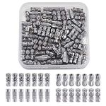 PandaHall 100 Sets Brass Screw Twist Clasps Barrel Cord End Tip Caps Platinum for DIY Bracelet Jewelry Makings Hole: 0.5-1mm